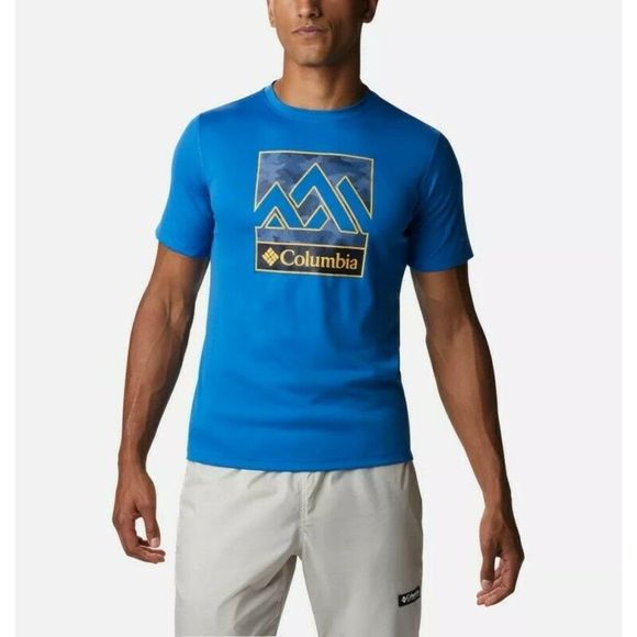 Columbia Mens Blue Zero Rules Short Sleeve Crew Neck Pullover T Shirt Size Large - Picture 1 of 9